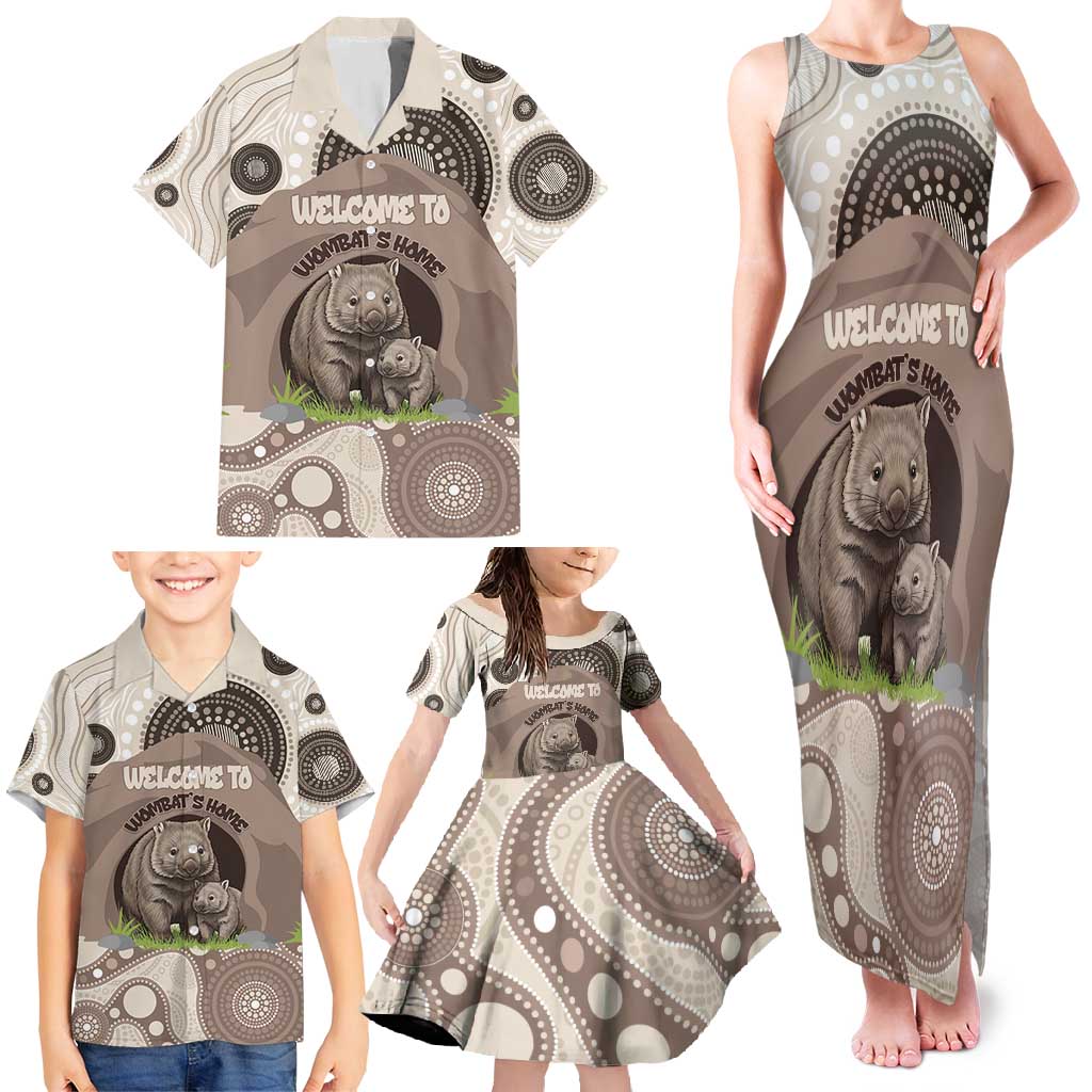 Personalised Australia Wombat Family Matching Tank Maxi Dress and Hawaiian Shirt Welcome To Our Home Aboriginal Art - Aussie Hoodie