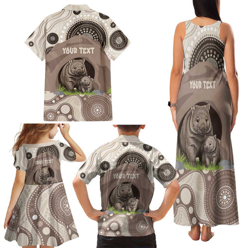 Personalised Australia Wombat Family Matching Tank Maxi Dress and Hawaiian Shirt Welcome To Our Home Aboriginal Art - Aussie Hoodie