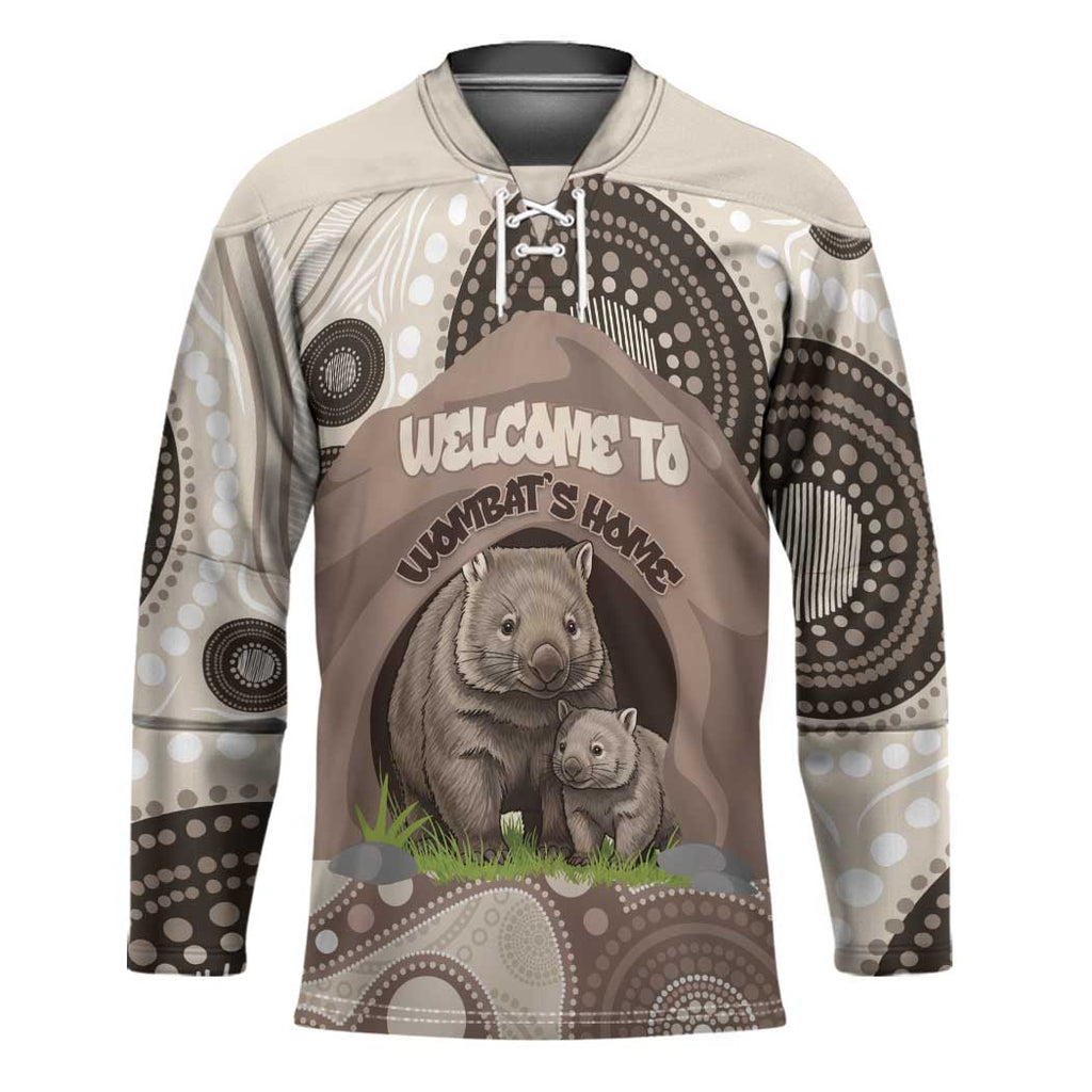 Personalised Australia Wombat Hockey Jersey Welcome To Our Home Aboriginal Art - Aussie Hoodie