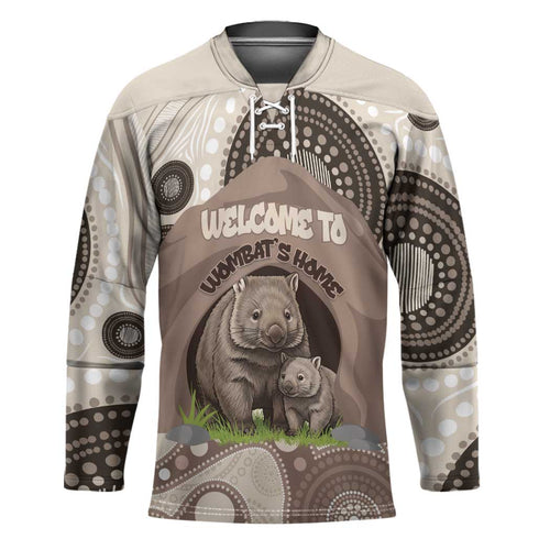 Personalised Australia Wombat Hockey Jersey Welcome To Our Home Aboriginal Art - Aussie Hoodie