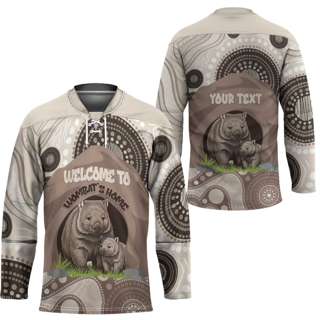 Personalised Australia Wombat Hockey Jersey Welcome To Our Home Aboriginal Art - Aussie Hoodie