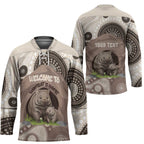 Personalised Australia Wombat Hockey Jersey Welcome To Our Home Aboriginal Art - Aussie Hoodie