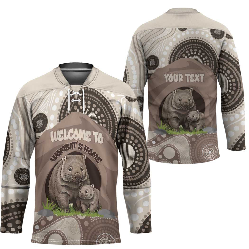 Personalised Australia Wombat Hockey Jersey Welcome To Our Home Aboriginal Art - Aussie Hoodie