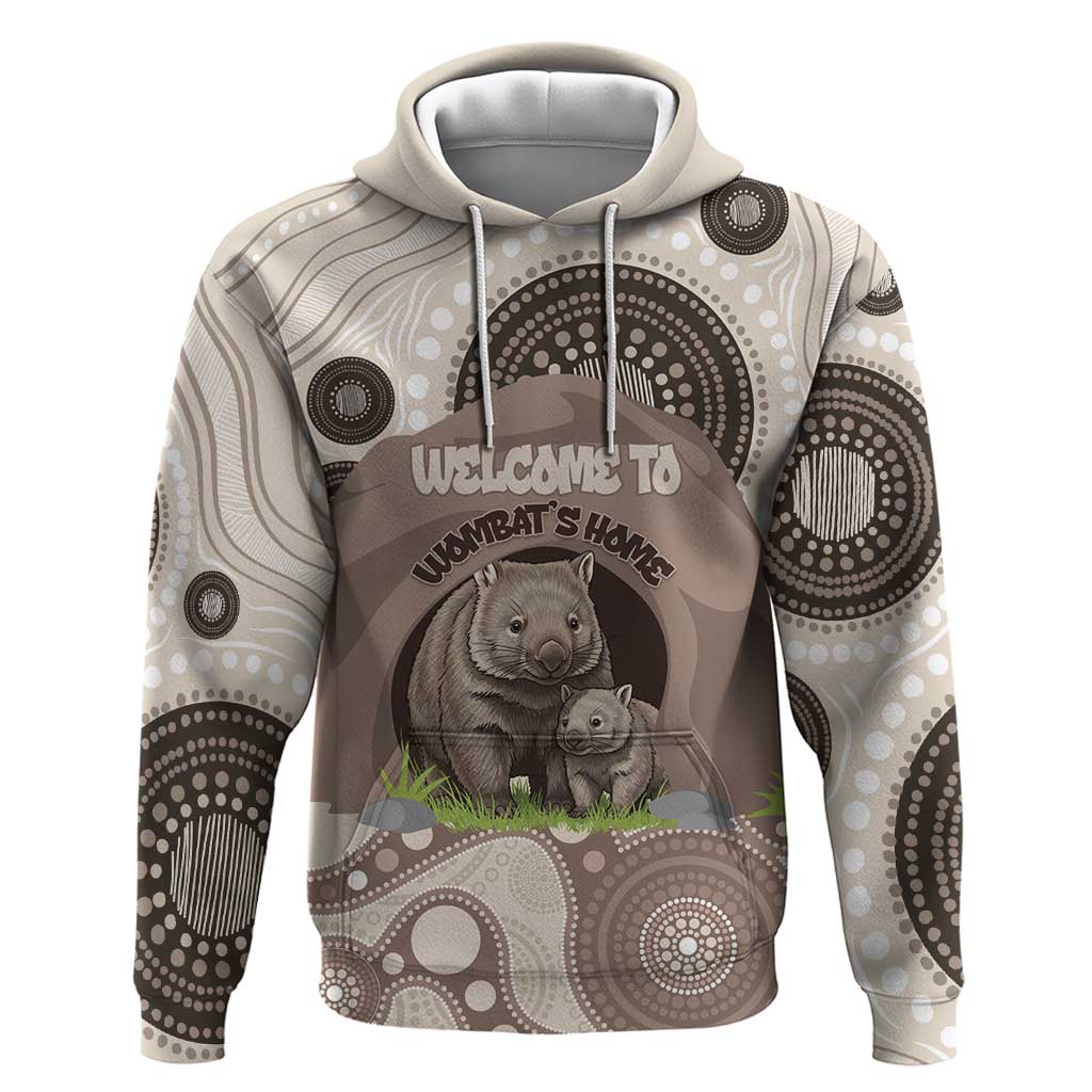 Personalised Australia Wombat Hoodie Welcome To Our Home Aboriginal Art - Aussie Hoodie