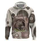 Personalised Australia Wombat Hoodie Welcome To Our Home Aboriginal Art - Aussie Hoodie