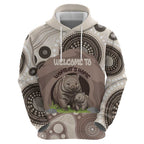 Personalised Australia Wombat Hoodie Welcome To Our Home Aboriginal Art - Aussie Hoodie