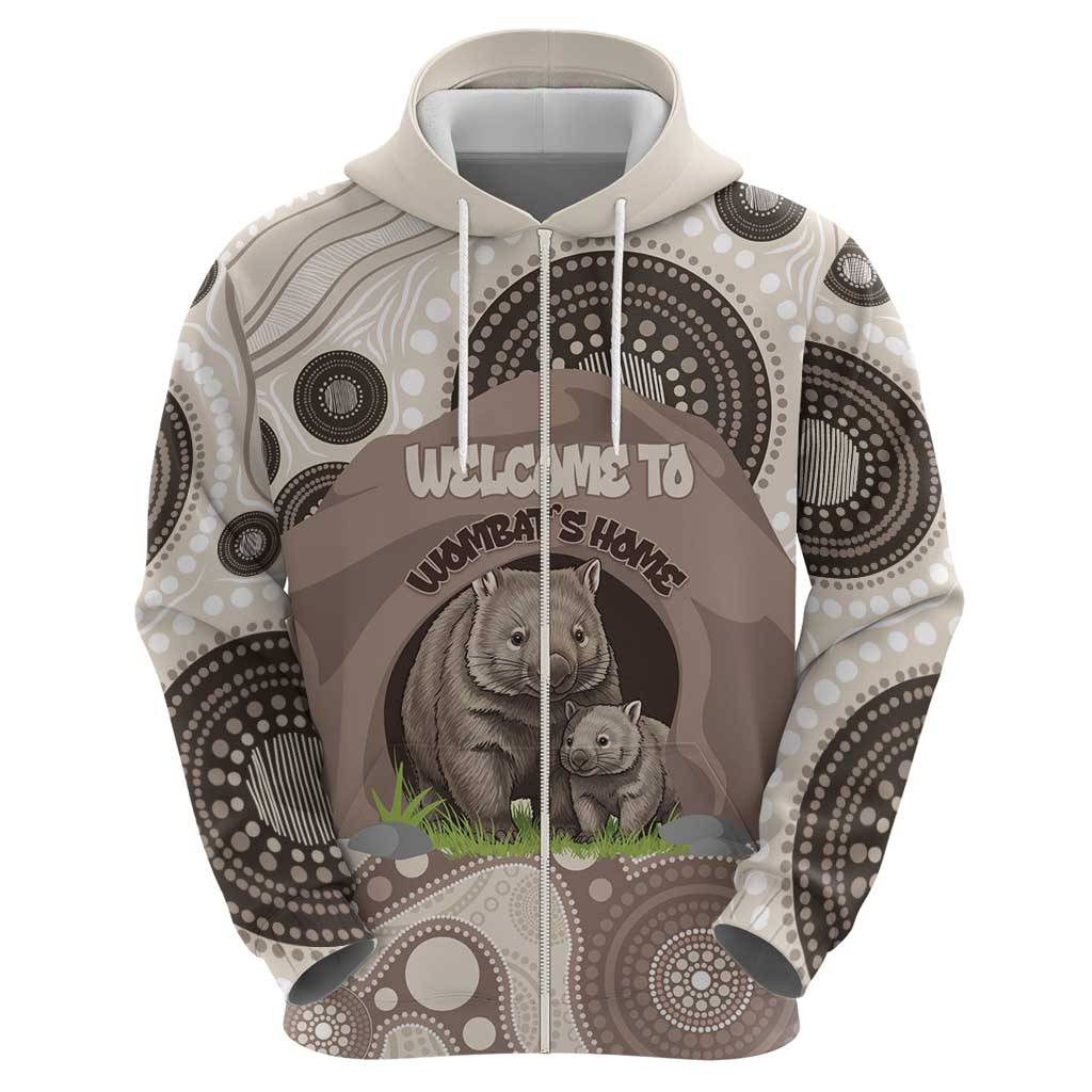 Personalised Australia Wombat Hoodie Welcome To Our Home Aboriginal Art - Aussie Hoodie