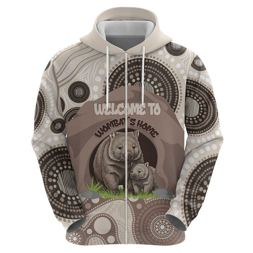 Personalised Australia Wombat Hoodie Welcome To Our Home Aboriginal Art - Aussie Hoodie