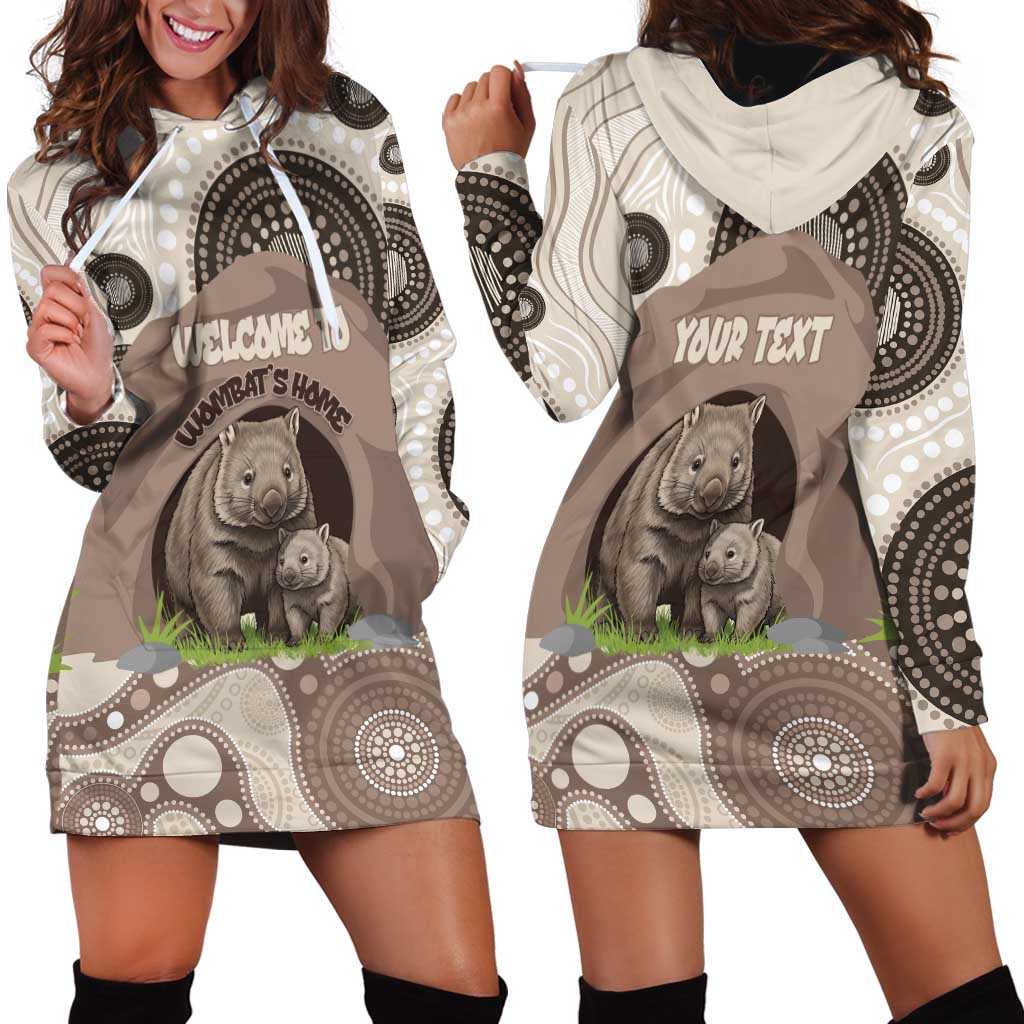 Personalised Australia Wombat Hoodie Dress Welcome To Our Home Aboriginal Art - Aussie Hoodie