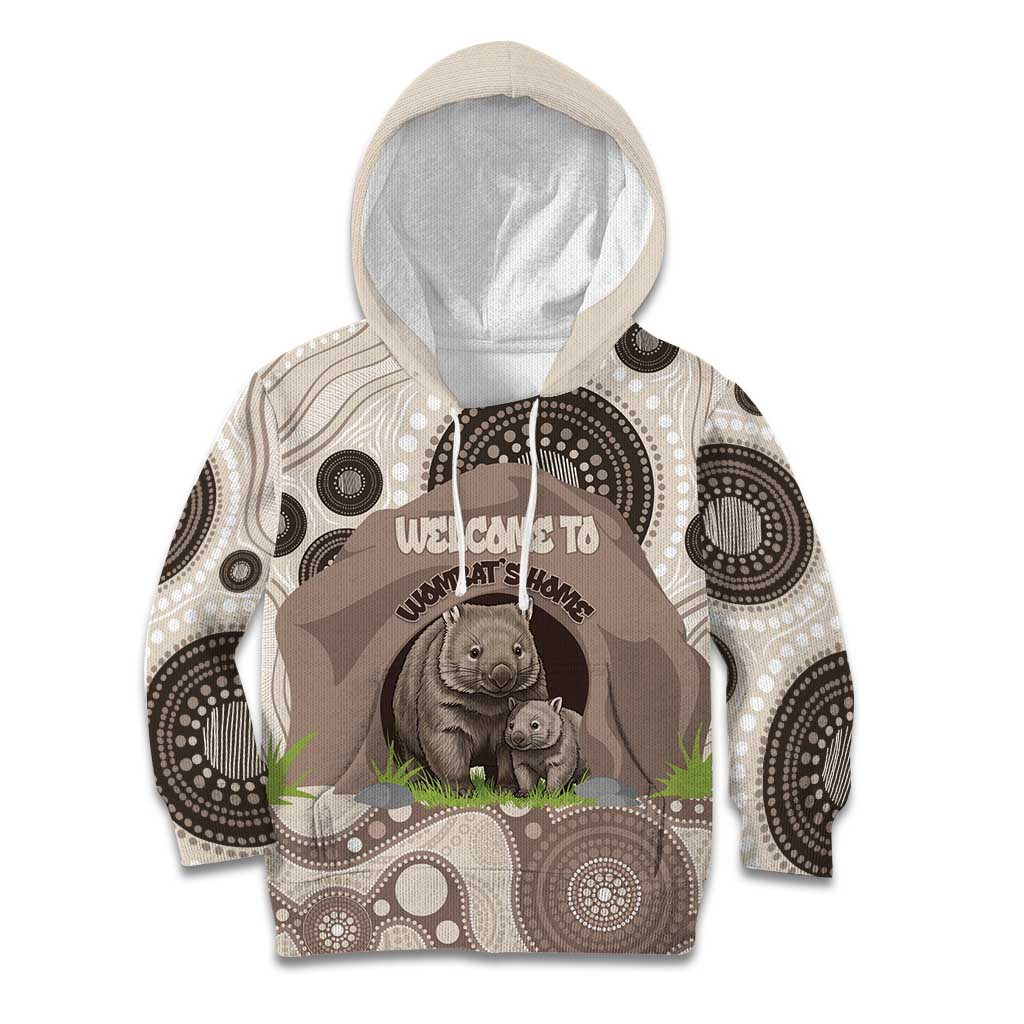 Personalised Australia Wombat Kid Hoodie Welcome To Our Home Aboriginal Art - Aussie Hoodie