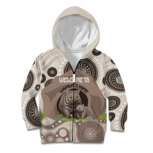 Personalised Australia Wombat Kid Hoodie Welcome To Our Home Aboriginal Art - Aussie Hoodie