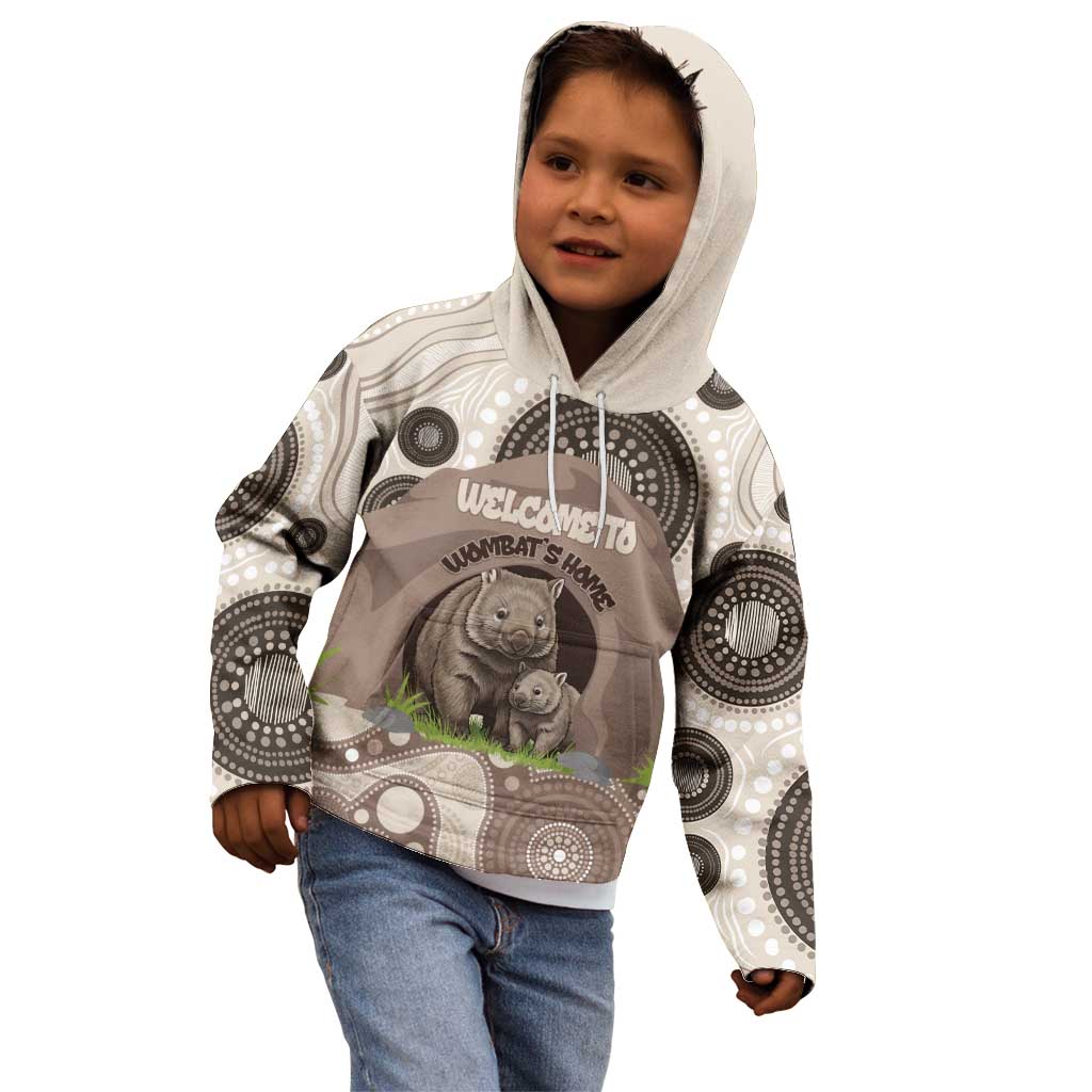 Personalised Australia Wombat Kid Hoodie Welcome To Our Home Aboriginal Art - Aussie Hoodie
