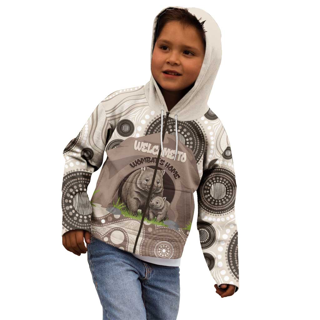 Personalised Australia Wombat Kid Hoodie Welcome To Our Home Aboriginal Art - Aussie Hoodie