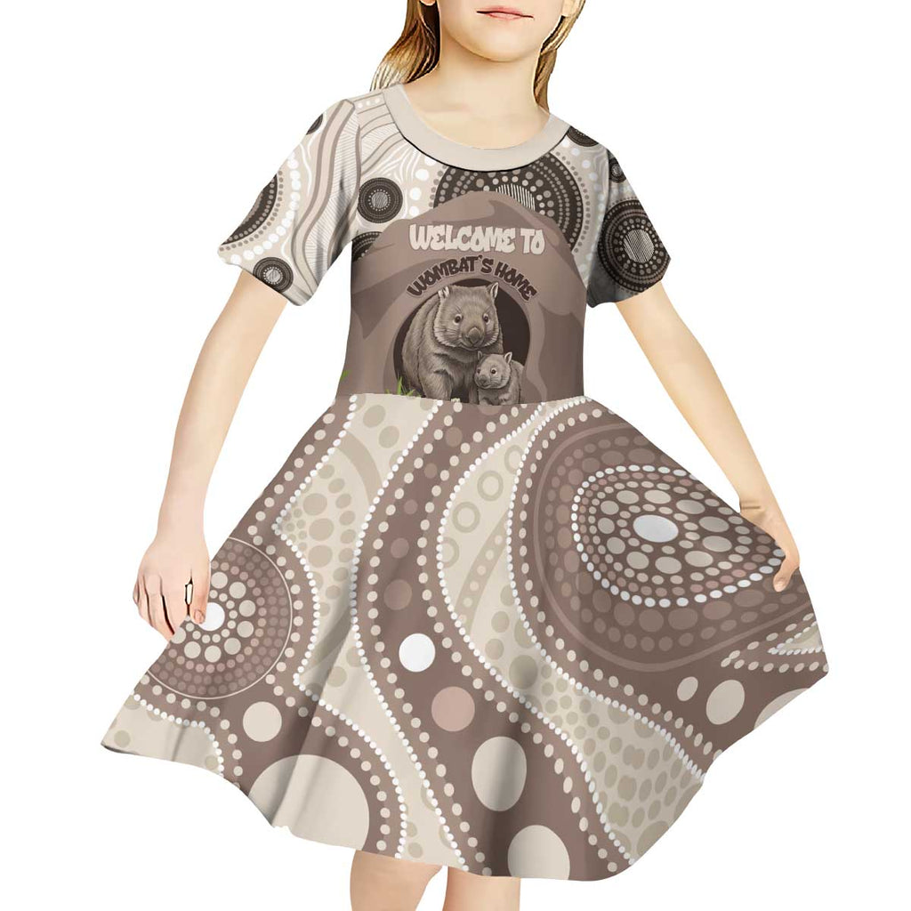 Personalised Australia Wombat Kid Short Sleeve Dress Welcome To Our Home Aboriginal Art - Aussie Hoodie