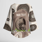 Personalised Australia Wombat Kimono Sleeve Blouse Welcome To Our Home Aboriginal Art - Aussie Hoodie