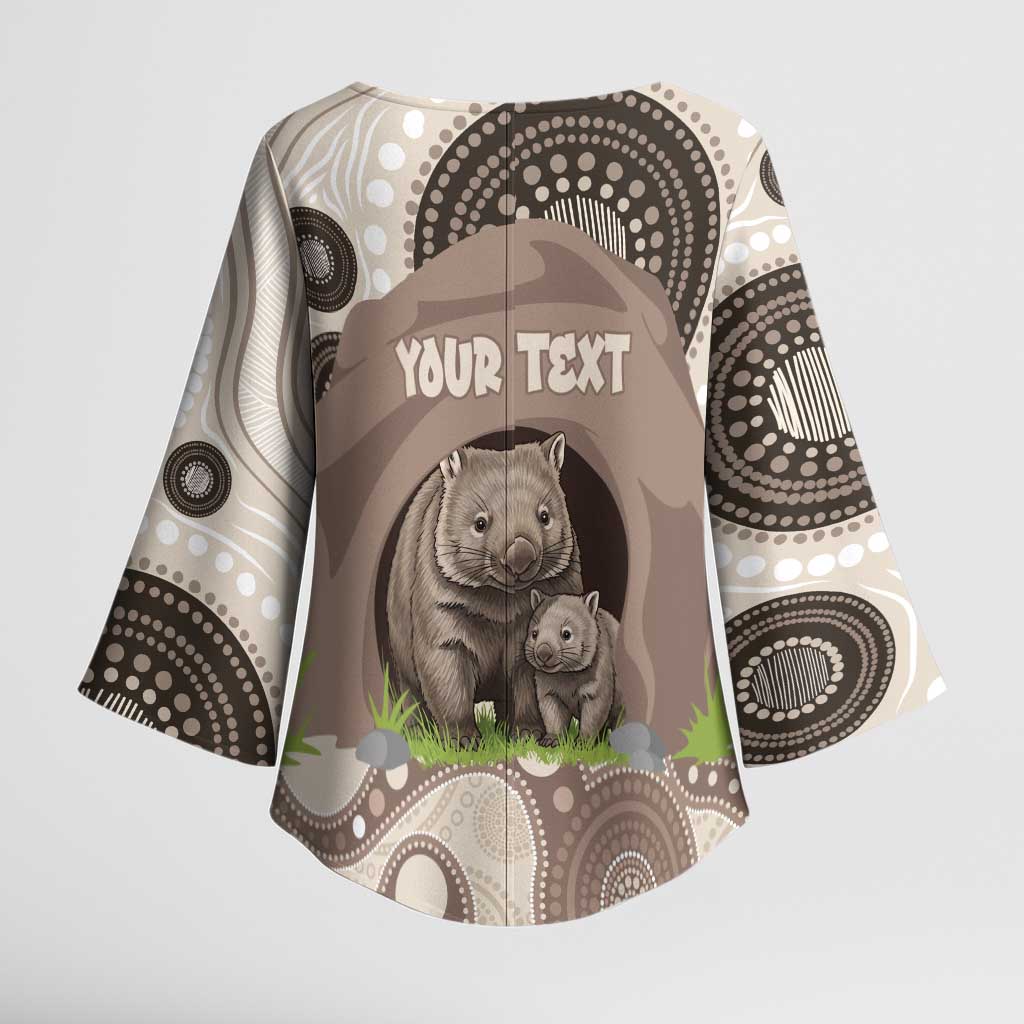 Personalised Australia Wombat Kimono Sleeve Blouse Welcome To Our Home Aboriginal Art - Aussie Hoodie