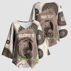 Personalised Australia Wombat Kimono Sleeve Blouse Welcome To Our Home Aboriginal Art - Aussie Hoodie
