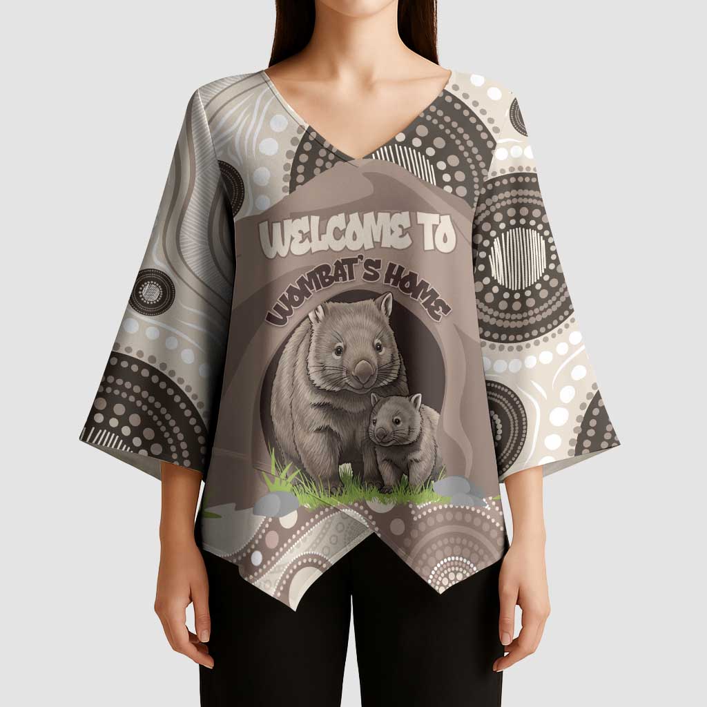 Personalised Australia Wombat Kimono Sleeve Blouse Welcome To Our Home Aboriginal Art - Aussie Hoodie