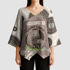 Personalised Australia Wombat Kimono Sleeve Blouse Welcome To Our Home Aboriginal Art - Aussie Hoodie