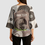 Personalised Australia Wombat Kimono Sleeve Blouse Welcome To Our Home Aboriginal Art - Aussie Hoodie