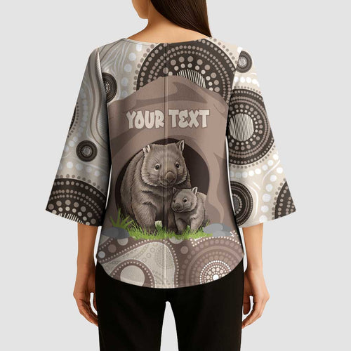 Personalised Australia Wombat Kimono Sleeve Blouse Welcome To Our Home Aboriginal Art - Aussie Hoodie