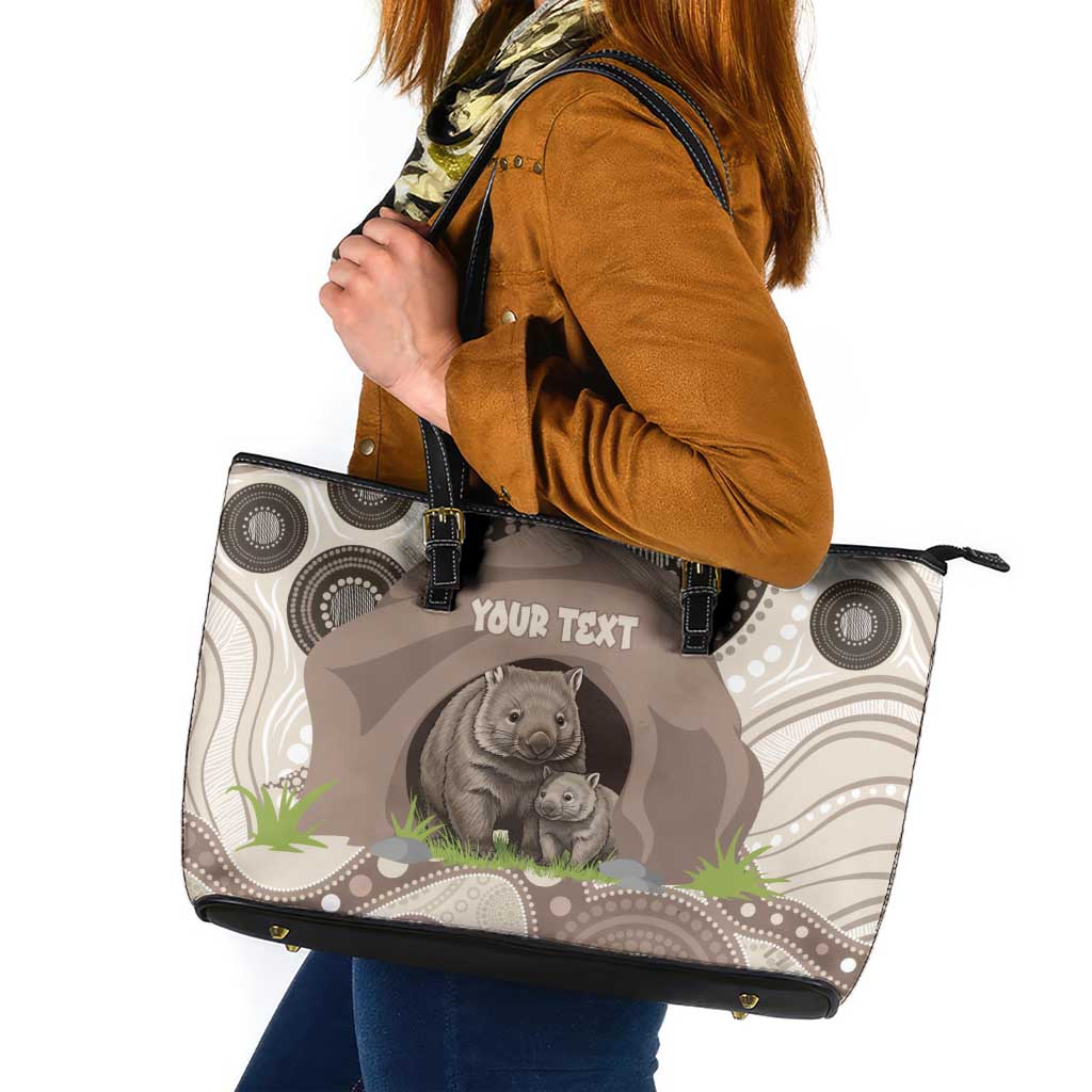 Personalised Australia Wombat Leather Tote Bag Welcome To Our Home Aboriginal Art - Aussie Hoodie