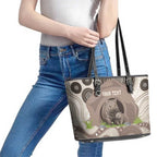 Personalised Australia Wombat Leather Tote Bag Welcome To Our Home Aboriginal Art - Aussie Hoodie