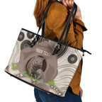Personalised Australia Wombat Leather Tote Bag Welcome To Our Home Aboriginal Art - Aussie Hoodie