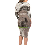 Personalised Australia Wombat Long Sleeve Bodycon Dress Welcome To Our Home Aboriginal Art - Aussie Hoodie