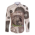 Personalised Australia Wombat Long Sleeve Button Shirt Welcome To Our Home Aboriginal Art - Aussie Hoodie