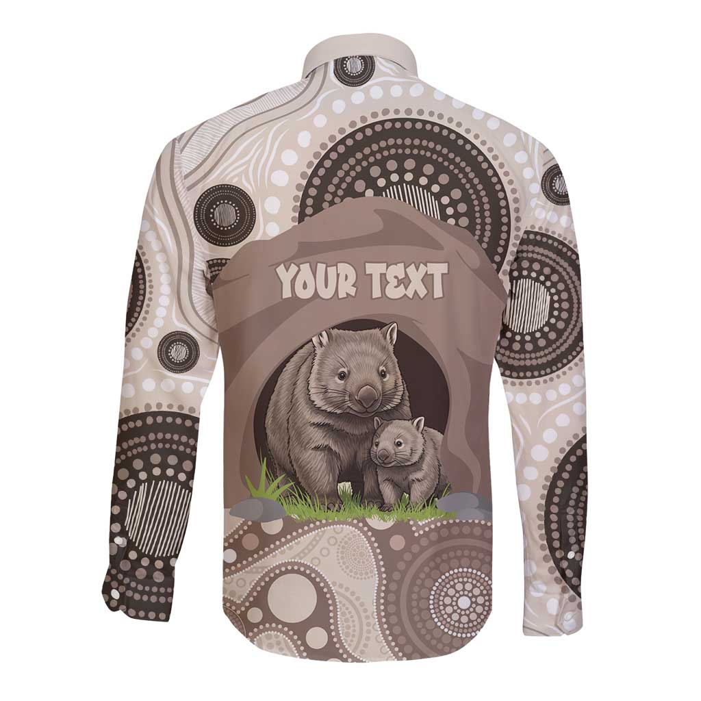 Personalised Australia Wombat Long Sleeve Button Shirt Welcome To Our Home Aboriginal Art - Aussie Hoodie
