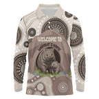 Personalised Australia Wombat Long Sleeve Polo Shirt Welcome To Our Home Aboriginal Art - Aussie Hoodie