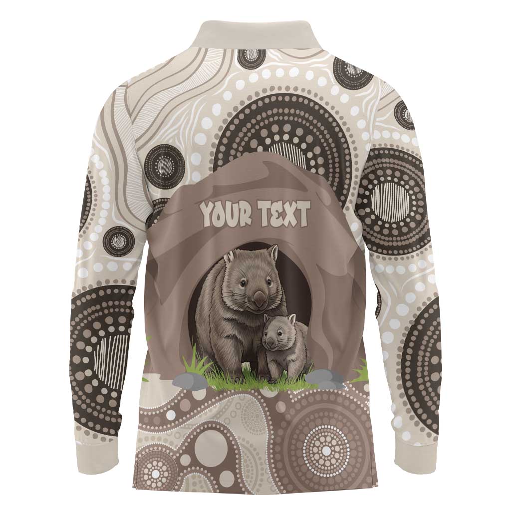 Personalised Australia Wombat Long Sleeve Polo Shirt Welcome To Our Home Aboriginal Art - Aussie Hoodie