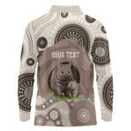 Personalised Australia Wombat Long Sleeve Polo Shirt Welcome To Our Home Aboriginal Art - Aussie Hoodie