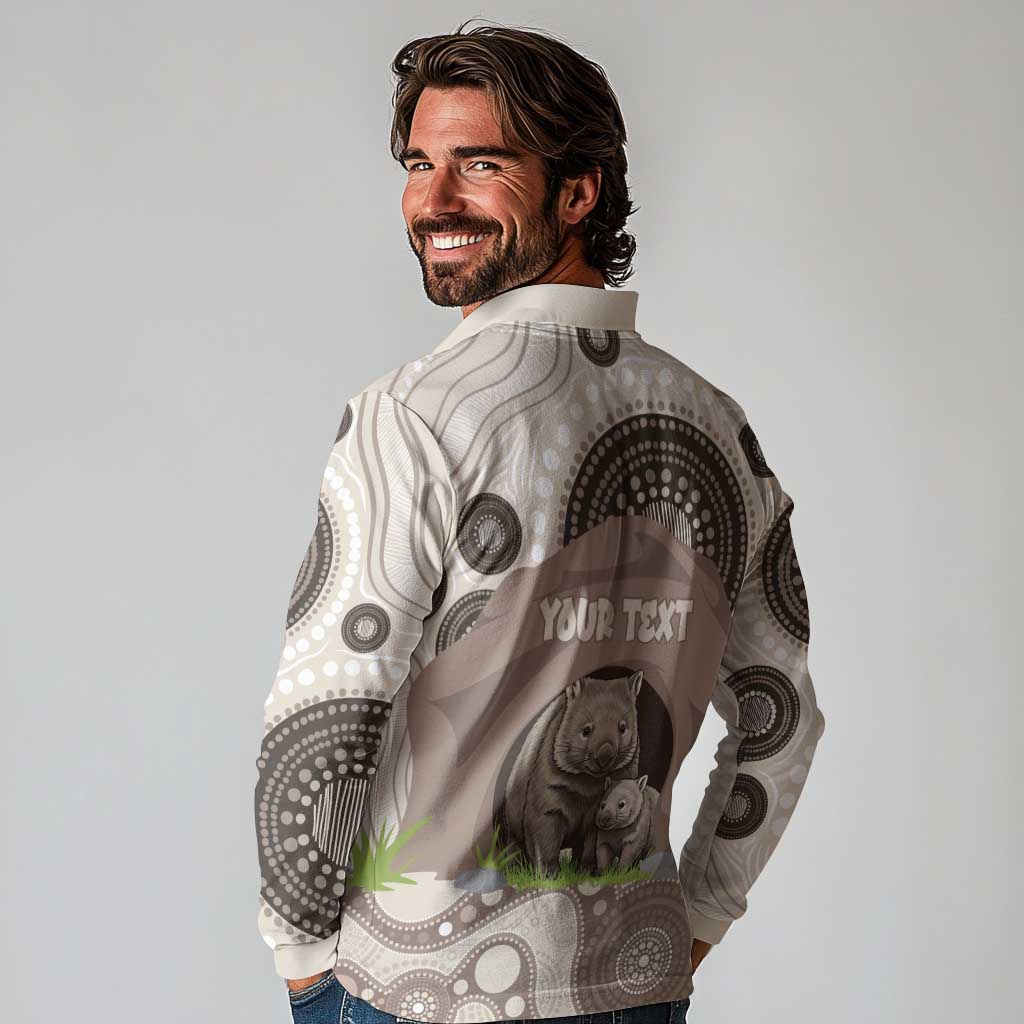 Personalised Australia Wombat Long Sleeve Polo Shirt Welcome To Our Home Aboriginal Art - Aussie Hoodie