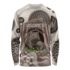 Personalised Australia Wombat Long Sleeve Shirt Welcome To Our Home Aboriginal Art - Aussie Hoodie
