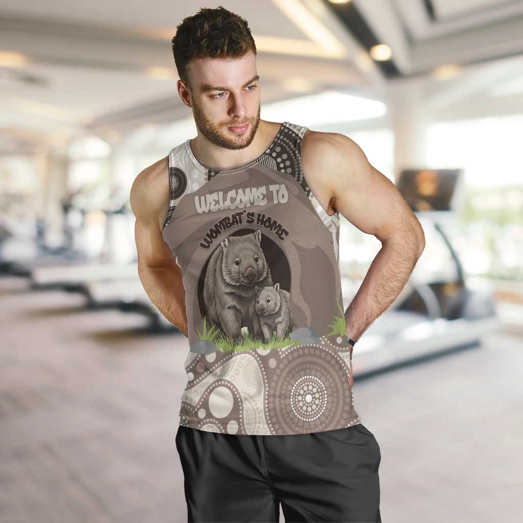 Personalised Australia Wombat Men Tank Top Welcome To Our Home Aboriginal Art - Aussie Hoodie