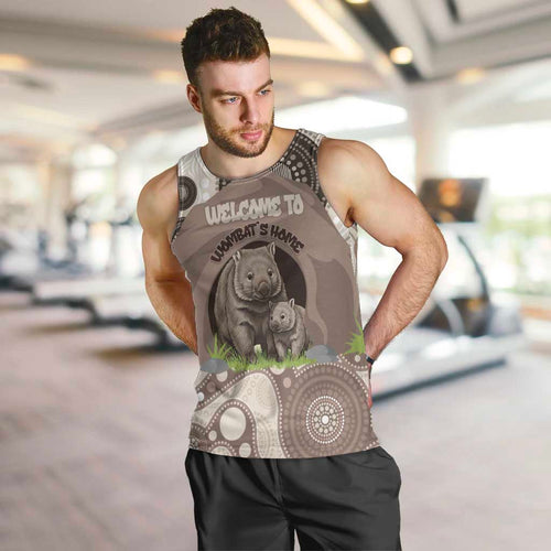 Personalised Australia Wombat Men Tank Top Welcome To Our Home Aboriginal Art - Aussie Hoodie