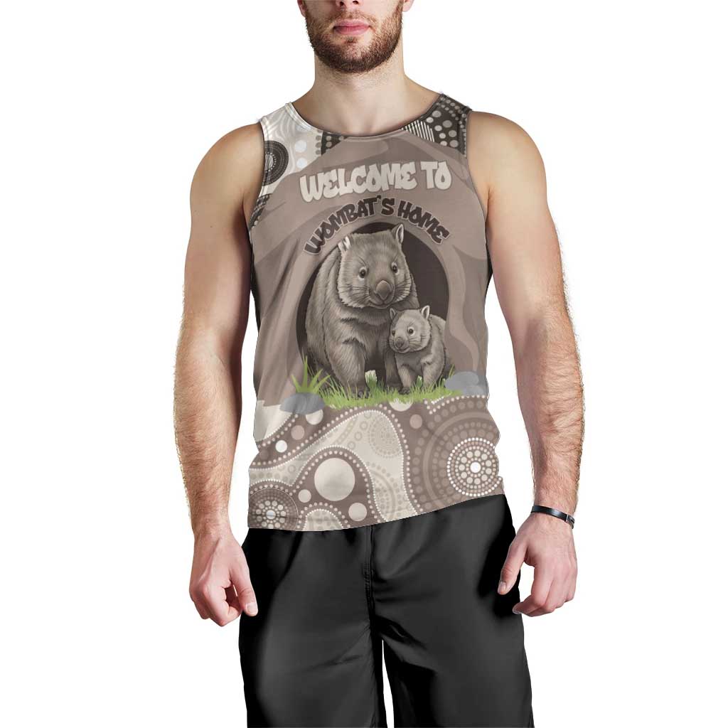 Personalised Australia Wombat Men Tank Top Welcome To Our Home Aboriginal Art - Aussie Hoodie