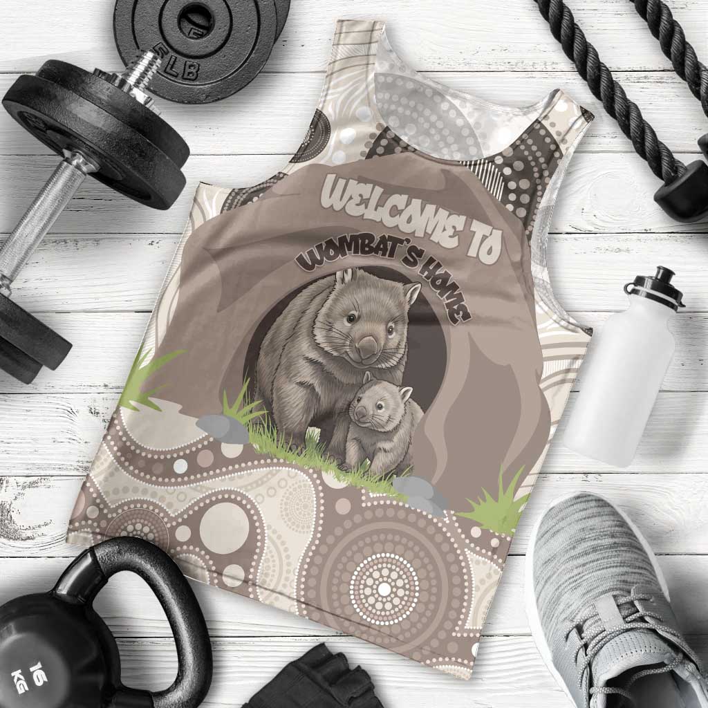 Personalised Australia Wombat Men Tank Top Welcome To Our Home Aboriginal Art - Aussie Hoodie