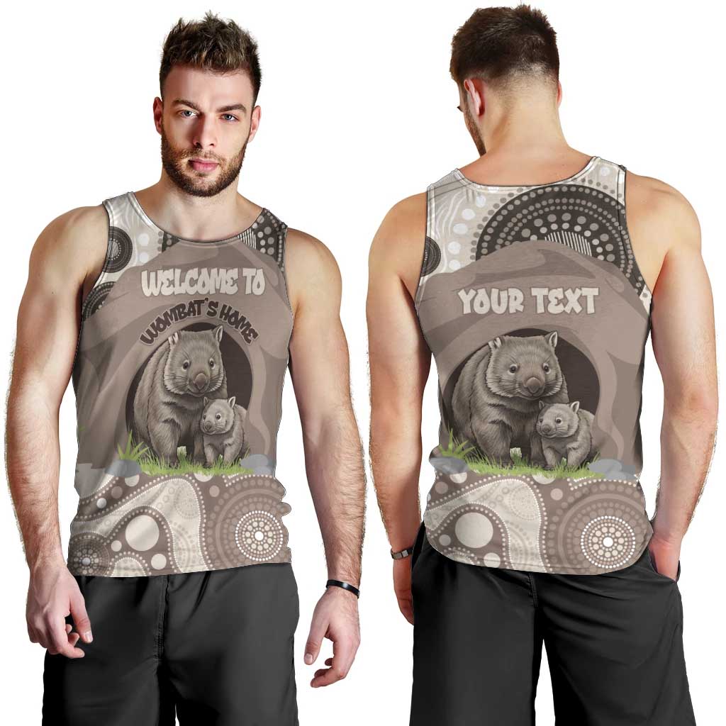 Personalised Australia Wombat Men Tank Top Welcome To Our Home Aboriginal Art - Aussie Hoodie