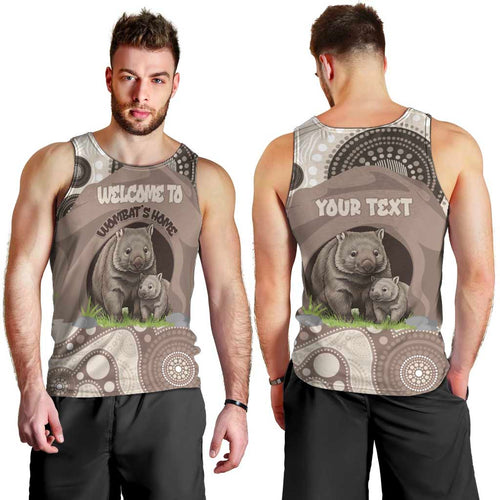 Personalised Australia Wombat Men Tank Top Welcome To Our Home Aboriginal Art - Aussie Hoodie