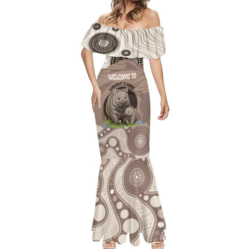 Personalised Australia Wombat Mermaid Dress Welcome To Our Home Aboriginal Art - Aussie Hoodie