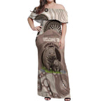 Personalised Australia Wombat Off Shoulder Maxi Dress Welcome To Our Home Aboriginal Art - Aussie Hoodie