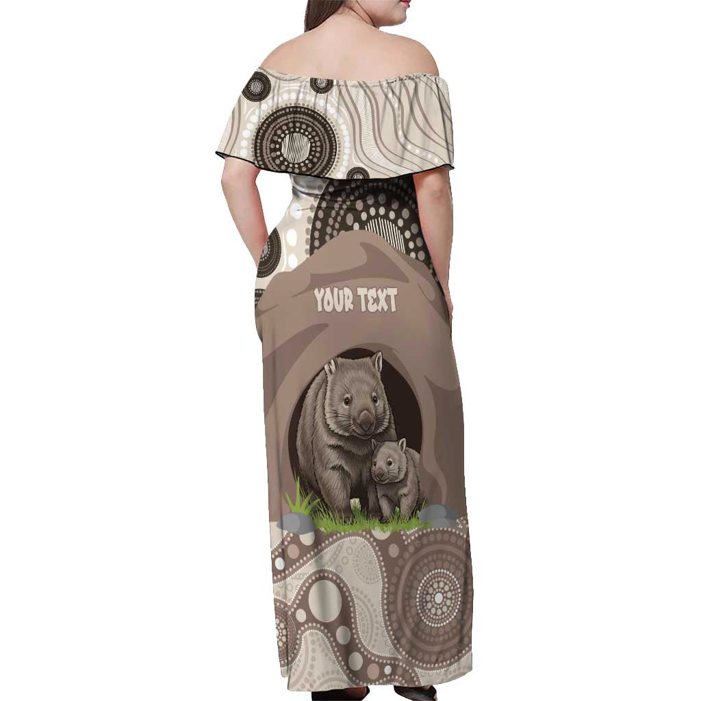 Personalised Australia Wombat Off Shoulder Maxi Dress Welcome To Our Home Aboriginal Art - Aussie Hoodie