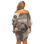 Personalised Australia Wombat Off Shoulder Short Dress Welcome To Our Home Aboriginal Art - Aussie Hoodie