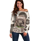 Personalised Australia Wombat Off Shoulder Sweater Welcome To Our Home Aboriginal Art - Aussie Hoodie