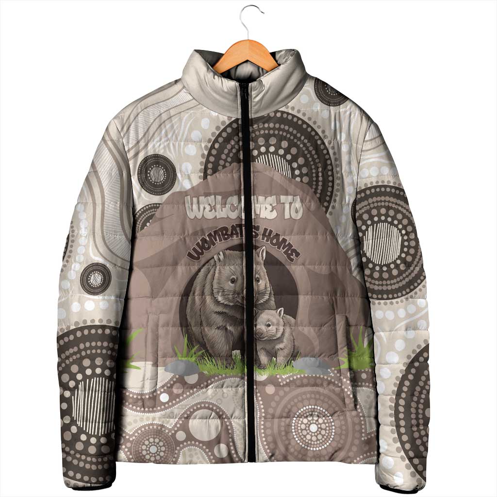 Personalised Australia Wombat Padded Jacket Welcome To Our Home Aboriginal Art - Aussie Hoodie