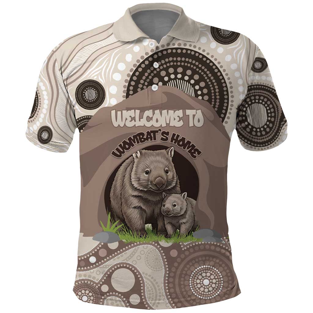 Personalised Australia Wombat Polo Shirt Welcome To Our Home Aboriginal Art - Aussie Hoodie