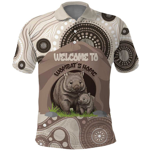 Personalised Australia Wombat Polo Shirt Welcome To Our Home Aboriginal Art - Aussie Hoodie